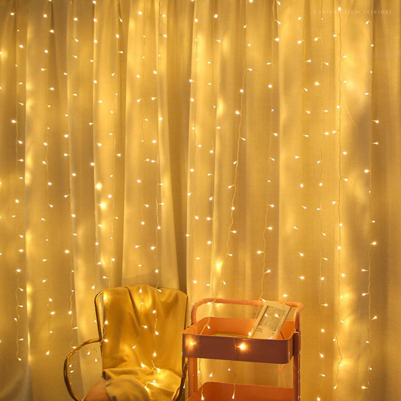 320 Leds Curtain Lights, 9.8ft × 9.8ft Extendable String Light, 8 Modes Fairy Lighting, 3000k Warm White