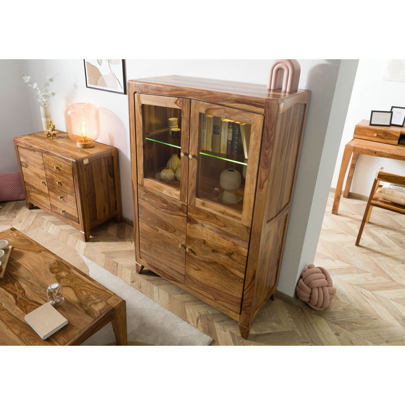 Ancona 100cm Solid Wood Sideboard, Brown Lacquered