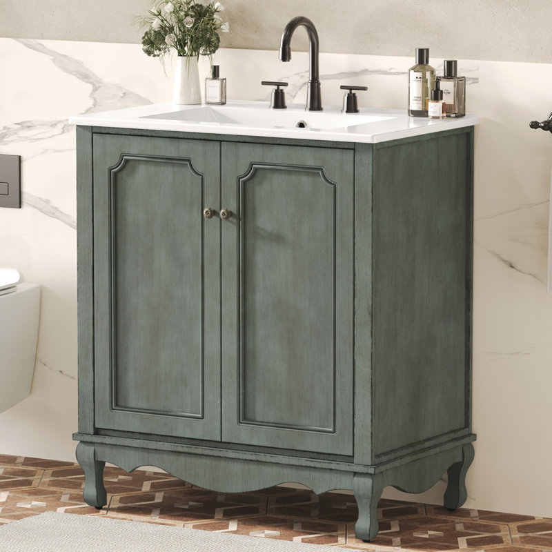 Meuble-lavabo de salle de bain avec tablettes réglables