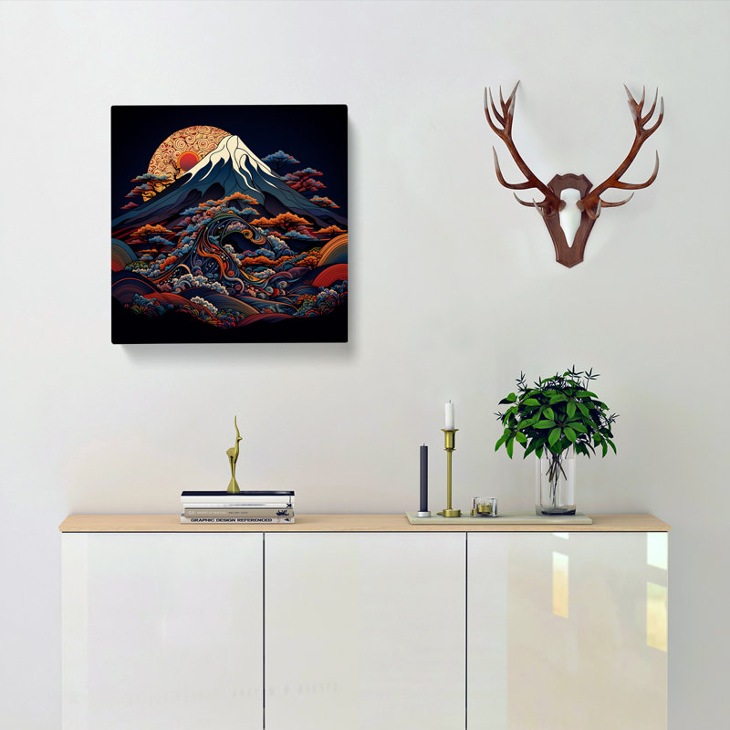 Mount Fuji Paisley Art - Wrapped Canvas, 35cm H x 35cm W