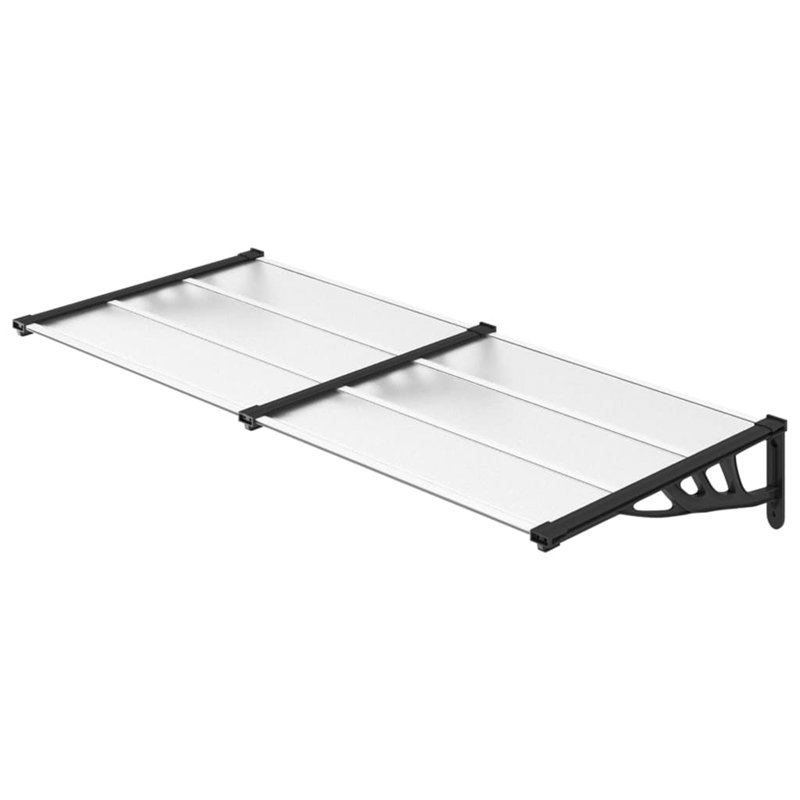 Dakota Fields 90cm D Polycarbonate Cover Retractable Door / Window Awning, Black/Transparent, 27.5cm H x 199cm W x 90cm D