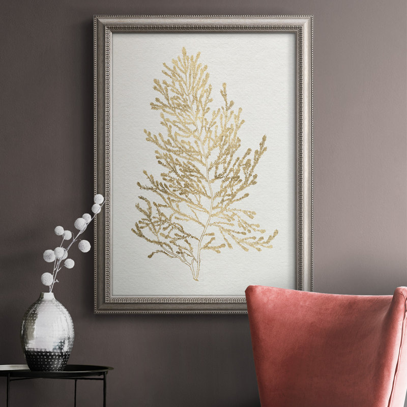Gilded Algae IV - reproduction d'art sur toile encadrée, L 16 po x H 20 po