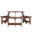 Table de pique-nique d'extérieur pour 6 personnes - trou de parasol, 3 bancs intégrés, imperméable, pour la cour arrière avec bancs