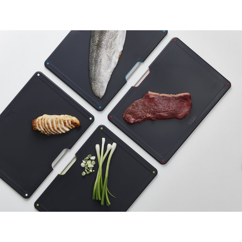 Folio Steel 4-Piece Cutting Board Set with Stainless Steel Case, Stainless Steel