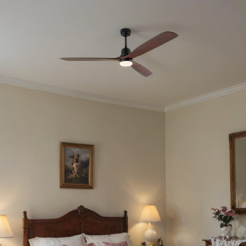 Hot sales Ventilateur de plafond noir moderne 72 pouces avec lumière 3 pales en bois massif Télécommande réversible avec moteur à courant continu à DEL à intensité variable