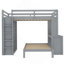 Grand lit superposé simple avec lit inférieur amovible et bureau, structure en bois massif avec tablettes et garde-robe, convertible en lit mezzanine pour une utilisation polyvalente-1790993691