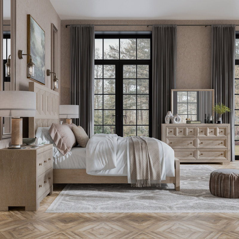 Ensemble de chambre à coucher 5 pièces Schell, Beige, Grand