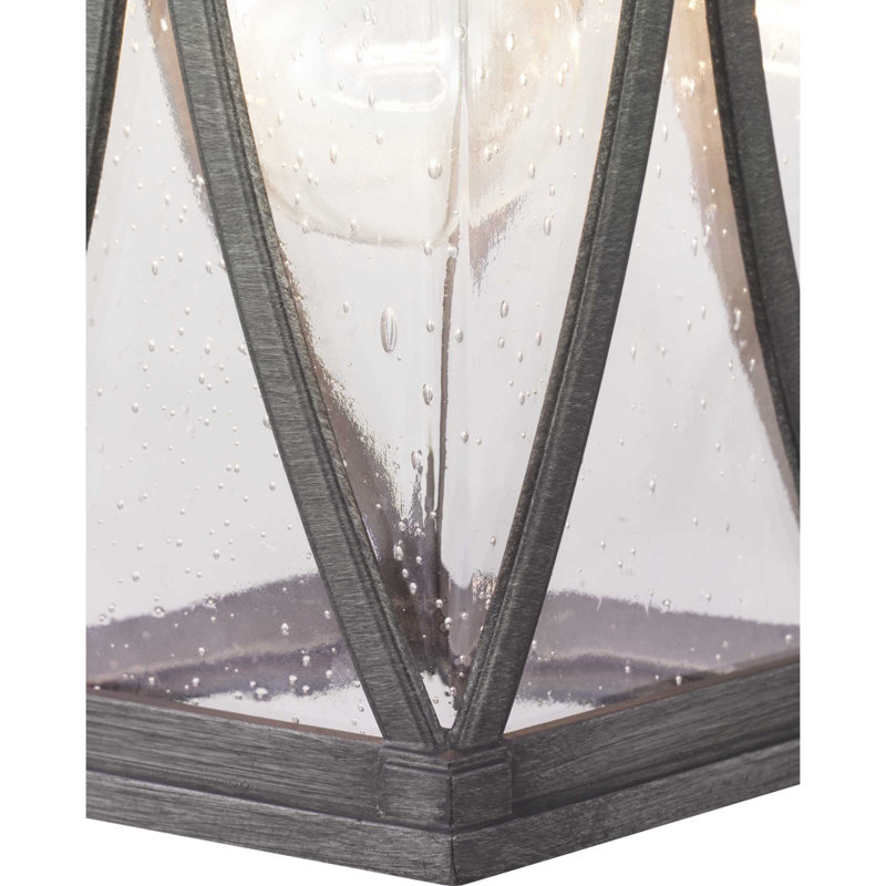 Lanterne murale d'extérieur en verre grainé Seagraves, 12,25" H x 6,25" lx 8,25" D, Étain antique