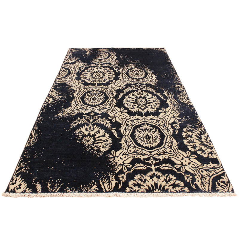 Tapis unique 4 pi x 6 pi bleu années 2000 par Arshs Fine Rugs