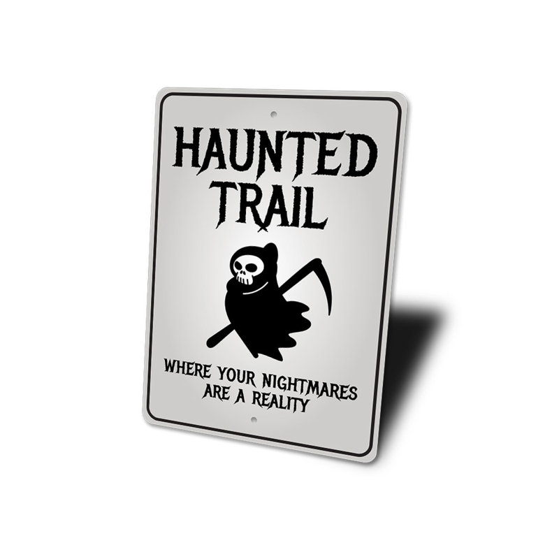 Panneau en aluminium Haunted Trail, H 14 po x l 10 po x P 0,04 po