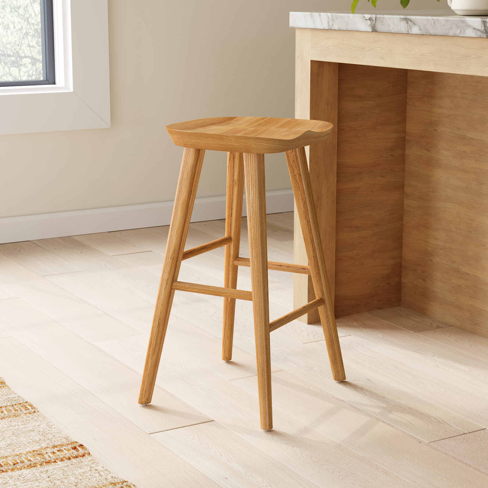 Anzie 29" Bar Stool, Counter Stool (25.8" Seat Height), Natural