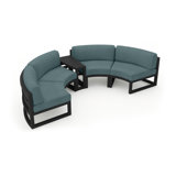Avion 43" Wide Outdoor Curved Patio Sectional with Sunbrella Cushions