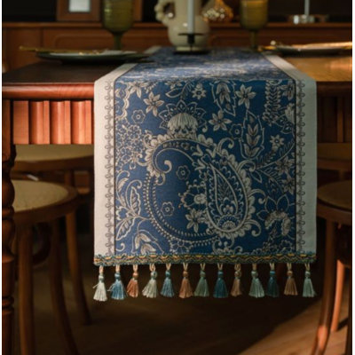 Classic Blue Paisley Table Runner - 35 x 220cm