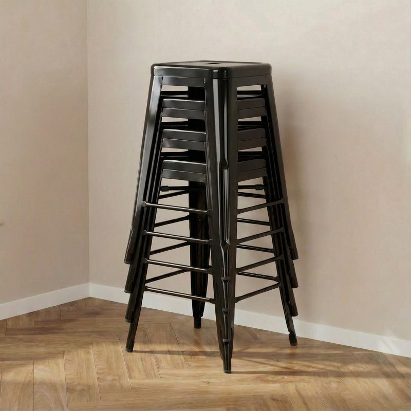 Counter Stool with Metal Frame, Black