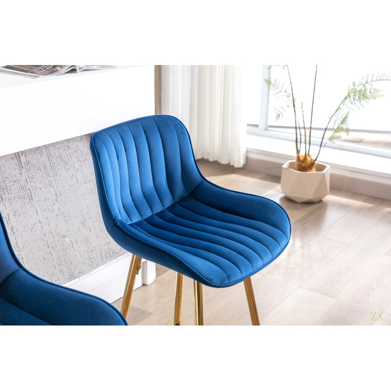 Ensemble de 30 tabourets de bar de 30 po avec tabouret de comptoir en velours chromé, Blue, Bar Stool (30" Seat Height)