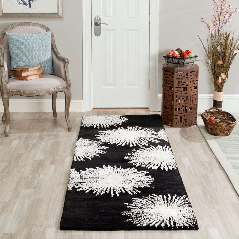 Amier Hand Tufted Wool And Viscose Abstract Rug, Runner 2'6" x 12'