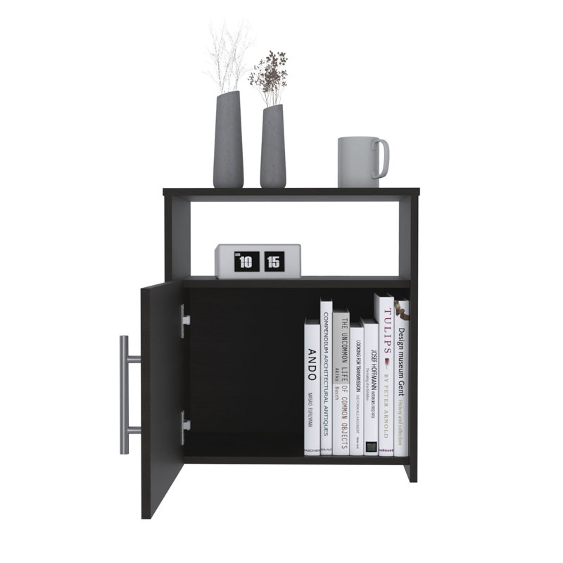 Florian 1-Shelf Nightstand, Black