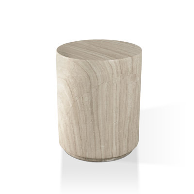 Fulcher Natural Stone 14" W End Table with Drum Base