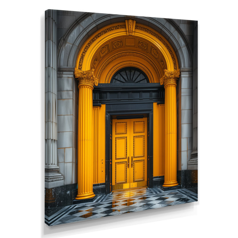 Jaune jaune gris majestueux Banks - Banks Wall Art, Toile tendue, H 32 po x l 16 po x P 1 po