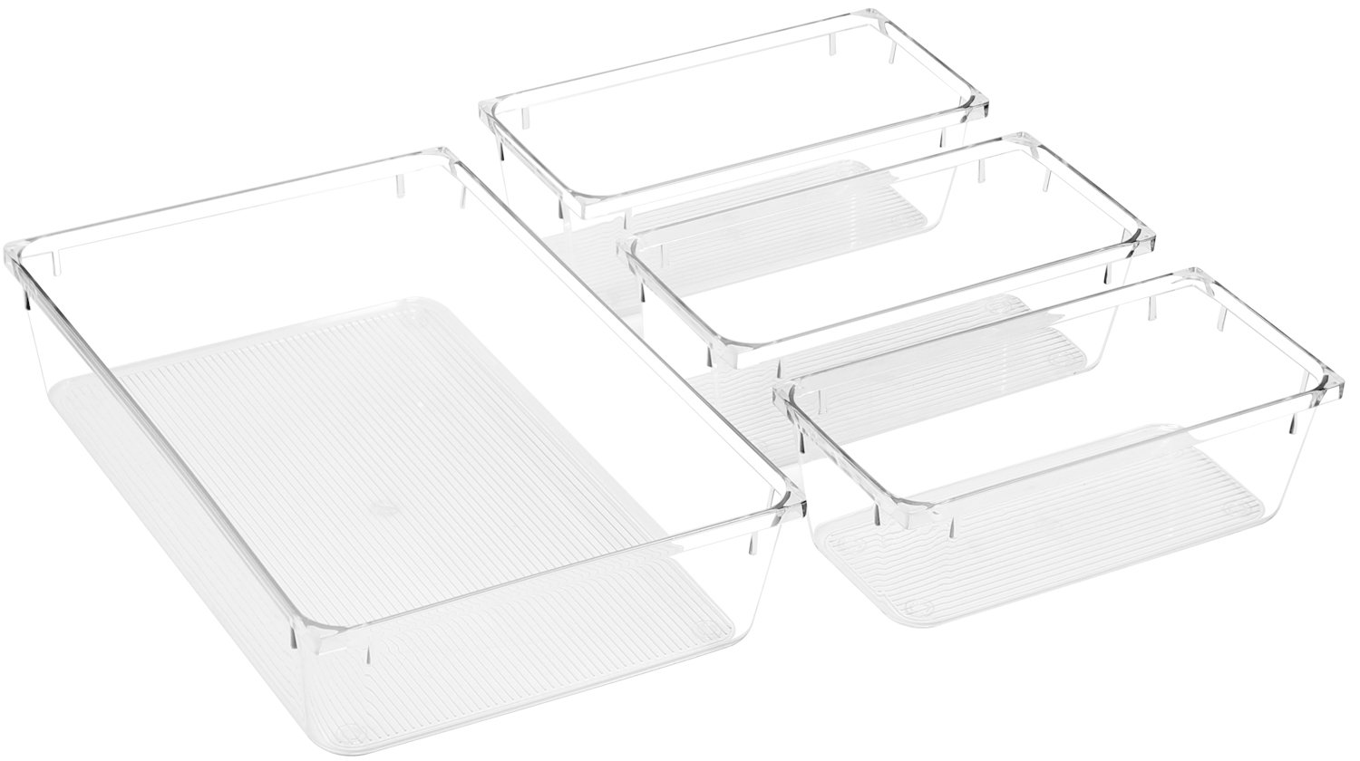 mDesign Clarity Plastic Stackable Kitchen Pantry Storage Organizer with Drawer, Clear - 8 x 12 x 4, 2 Pack