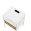 Table de chevet fonctionnelle en rotin avec prise de courant, ports USB, tiroir et pieds en métal pour une utilisation polyvalente à la maison et au bureau-109760365