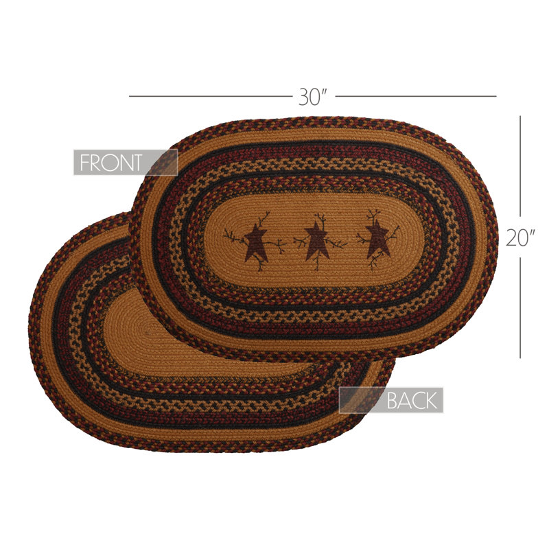 Heritage Farms Oval Braided Jute Rug with Star Accents