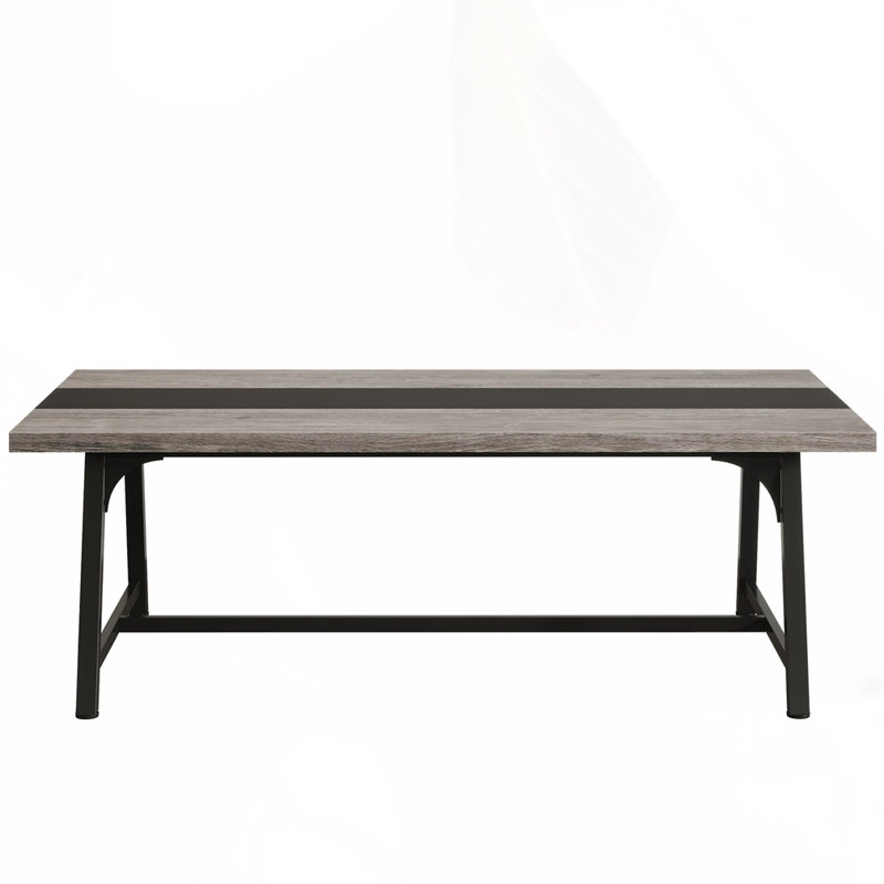 70.87" Modern Rectangular Conference Table, Gray/Black