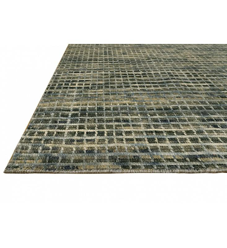 Mystique Hand-Knotted Wool Area Rug in Stone Blue, Rectangle 4' x 6', Charcoal