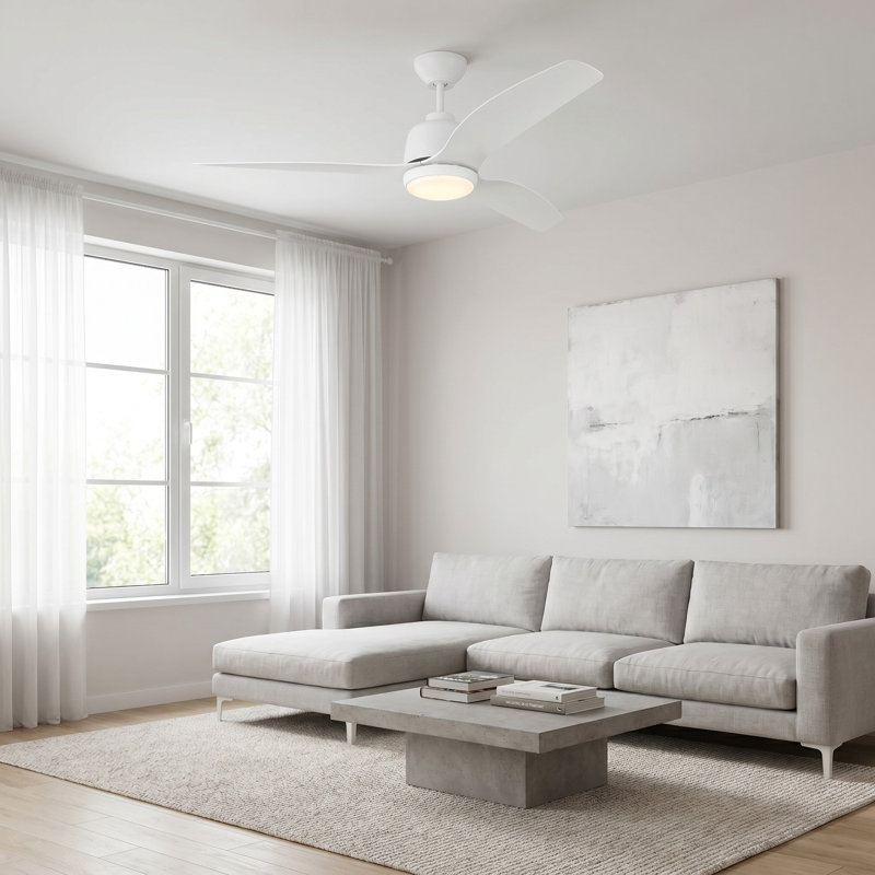 Mayra Mia 52" 3 - Blade Outdoor LED Standard Ceiling Fan with Fan Control Parts and Light Kit Included, Matte White