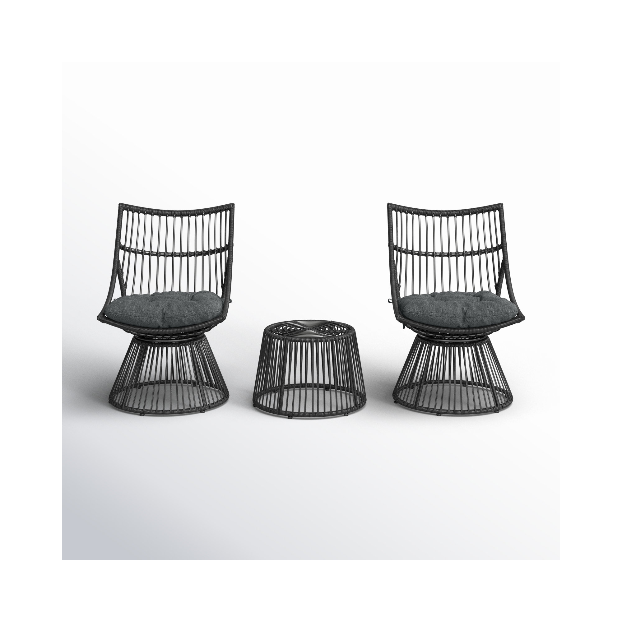 Fiona 2 - Person Patio Conversation Set with Cushions, Gray, Gray