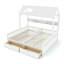Lit plateforme simple double avec tablettes et tiroirs de rangement, lit plateforme avec lattes de soutien, conception enfantine et maisonnette-1441527171