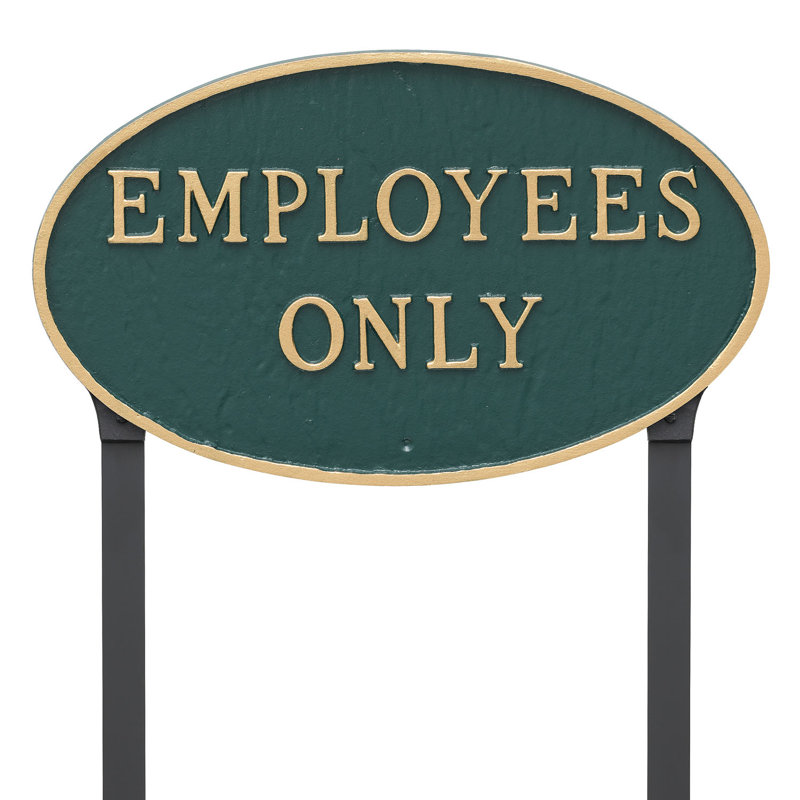 Enseigne de jardin seulement déclaration du personnel, Vert forêt / doré