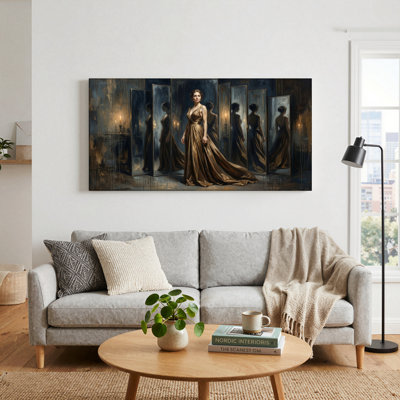 Ensemble d'une toile murale à effet miroir
