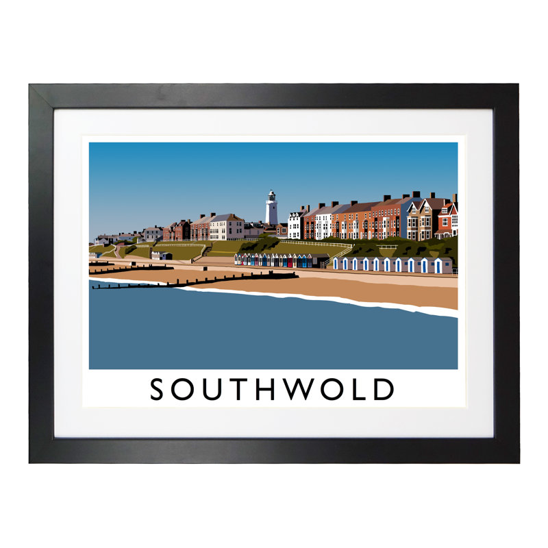 'Southwold' by Richard O'Neil - Print, Black Wood Frame, 33.5 cm H x 43.5 cm W x 2.2 cm D