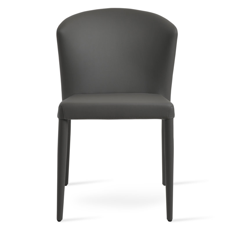 Capri Full Upholstered Stackable Chair, Grey Faux Leather