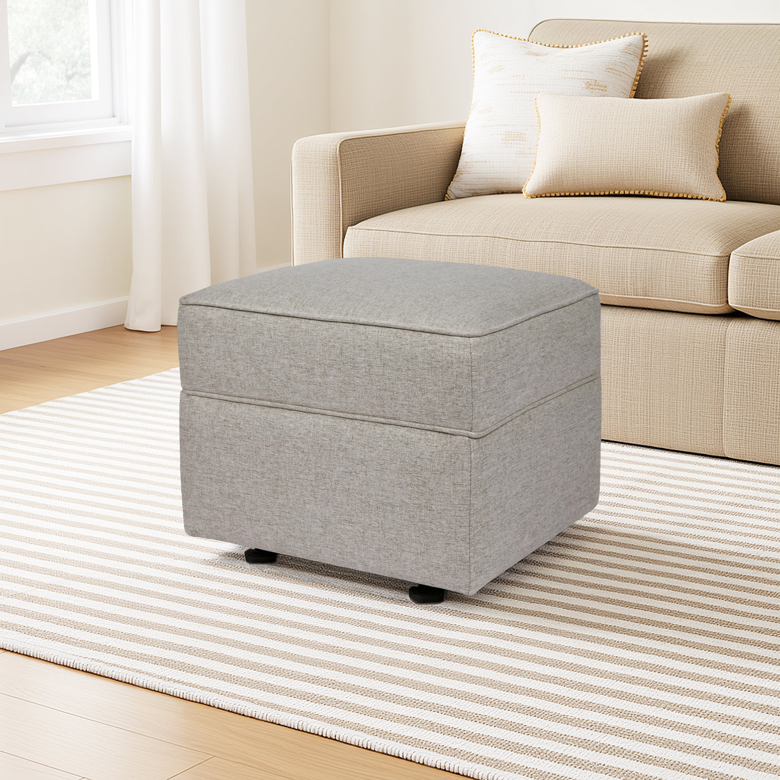 Willa / Alden Gliding Ottoman, Gray Eco-Weave