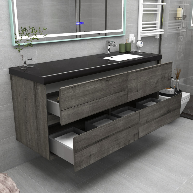 Ensemble de meuble-lavabo simple 60 po Smajo, Chêne fumé