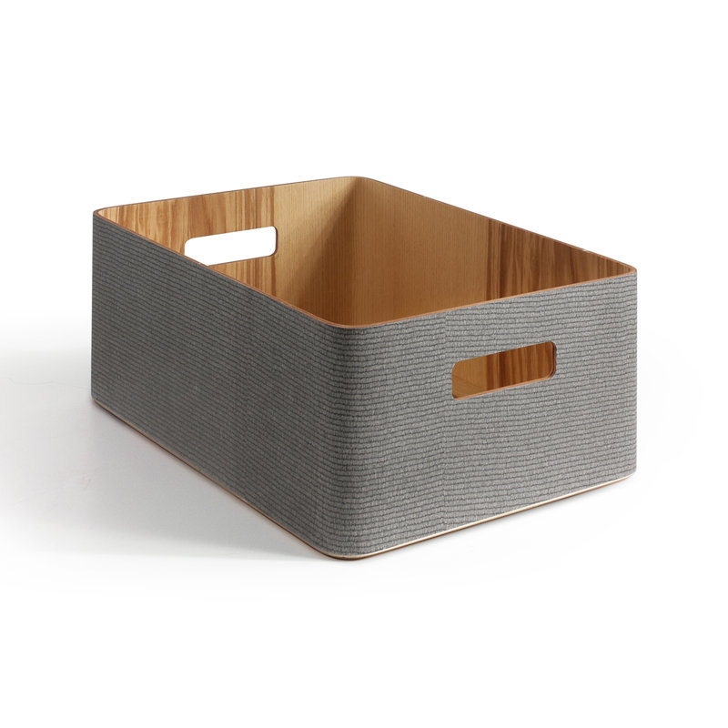 Atipico Solid Wood Decorative Bin, 17.5cm H x 40cm W x 30cm D, Gray