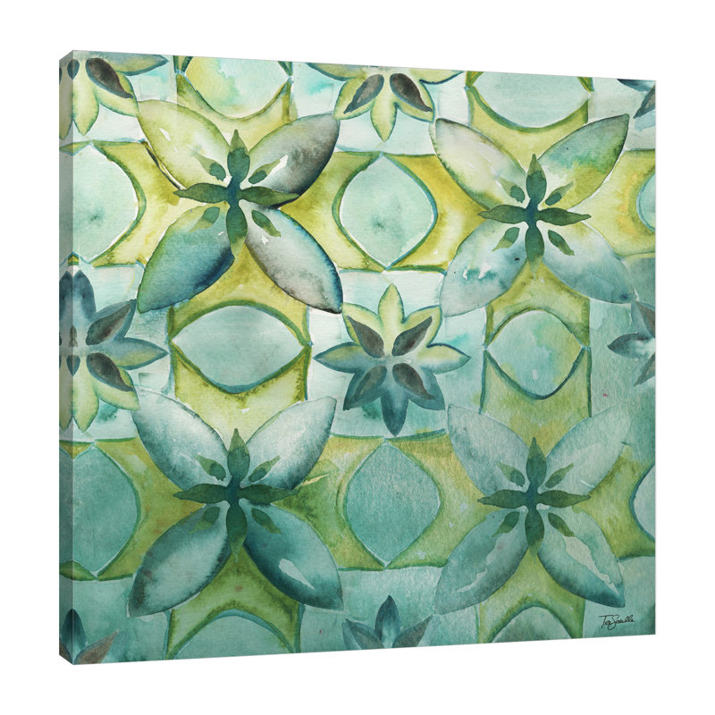 « geo arabesque c », reproduction de peinture à l’aquarelle sur toile tendue, H 12 po x l 12 po