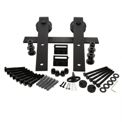 Black Iron Iron Single Door Barn Door Hardware Kit Standard Single