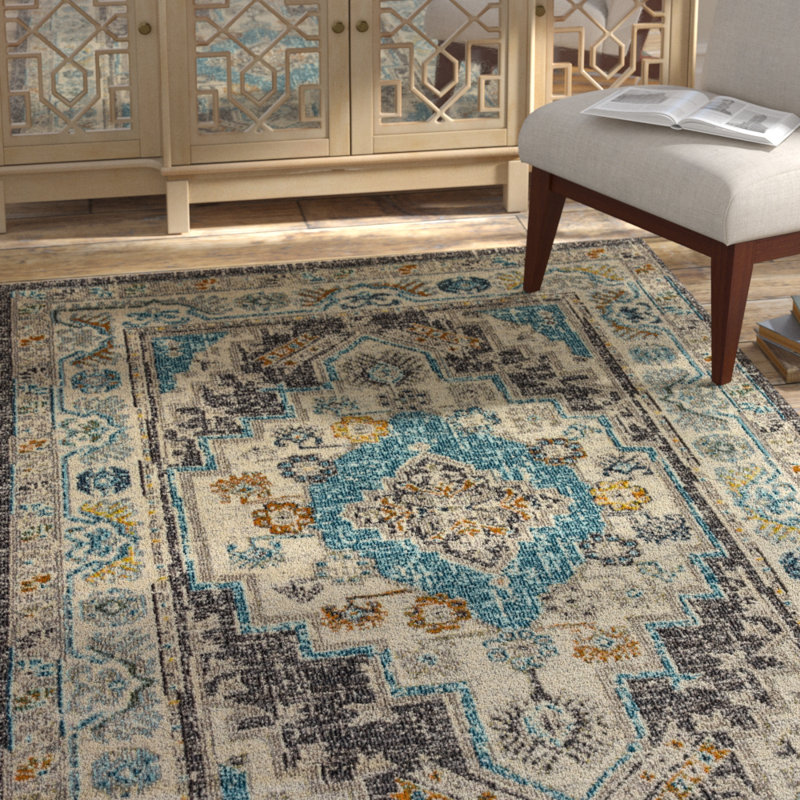 Tapis beige / gris Lavertue, Rectangle 7 pi 10 po x 10 pi 10 po