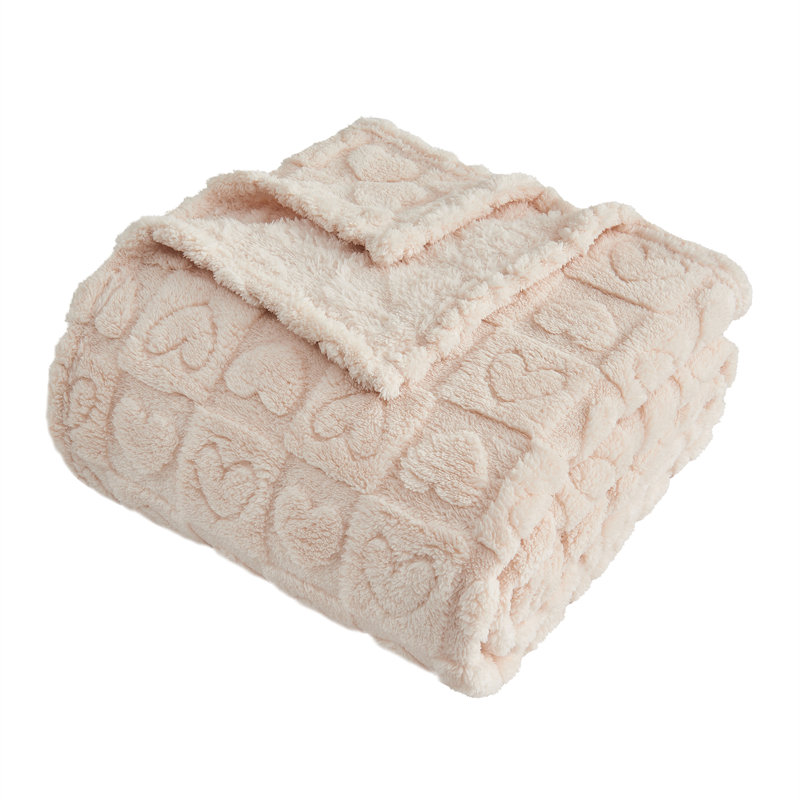 Throw Blankets With Heart Checkered, Beige, 50" L x 40" W