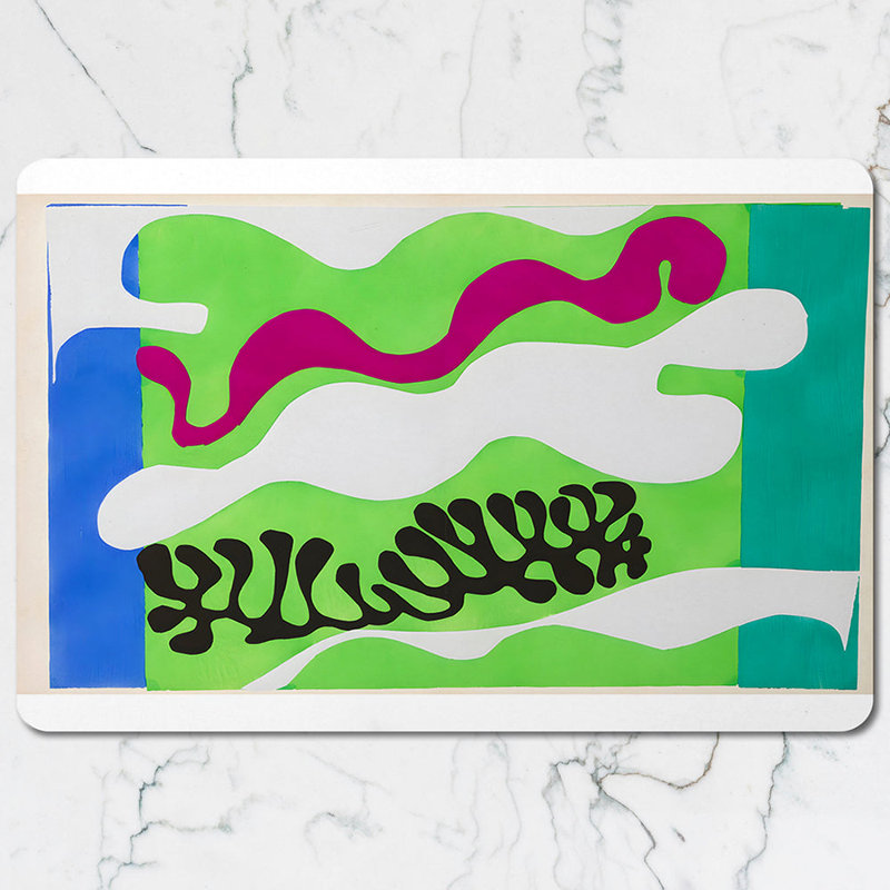 Abstract Colorful Placemat And Coaster Set Green Pink Art