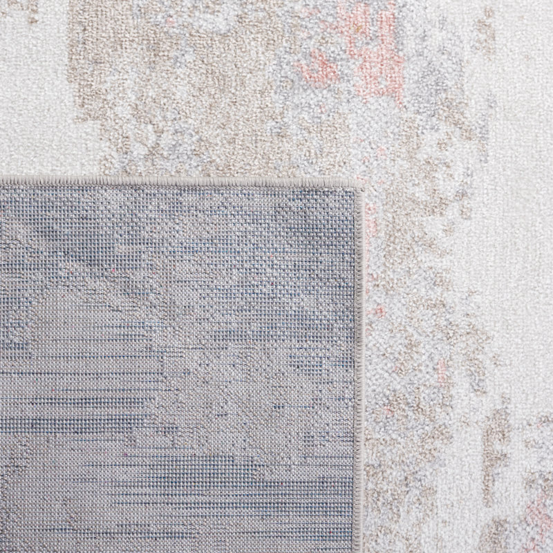 Braidy Abstract Handmade Flatweave Polyester Area Rug in Ivory/Gray/Pink, Runner 2'2" x 6'
