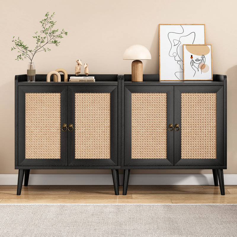 Vienna Accent Cabinet, Black/Natural