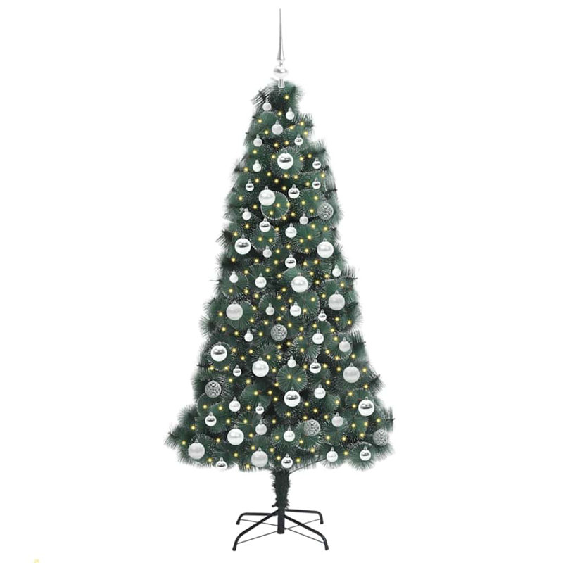 Artificial Pre-lit Christmas Tree with Ball Set, Silver, 5.91' H