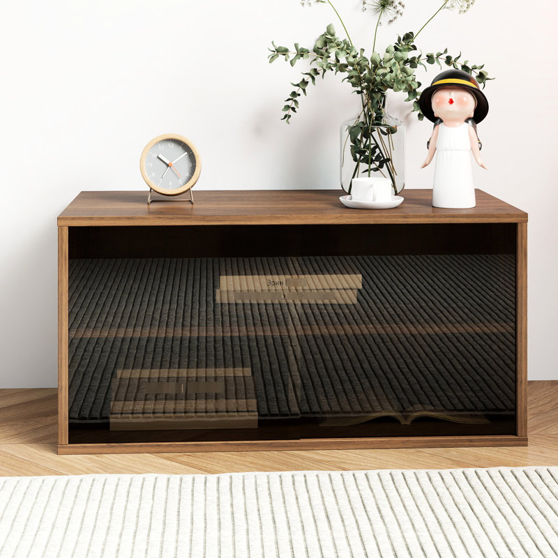 Rangement empilable avec 2 portes coulissantes en verre pour le rangement et la présentation à domicile