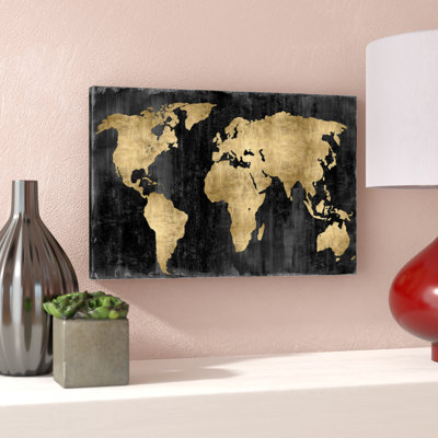 " The World - Gold On Black " by Russell Brennan