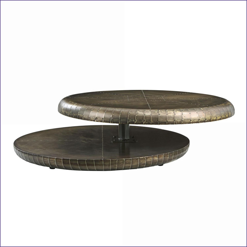 Table basse bronze en aluminium Brancaster avec pivotement à 360 °, conception patchwork unique pour le salon