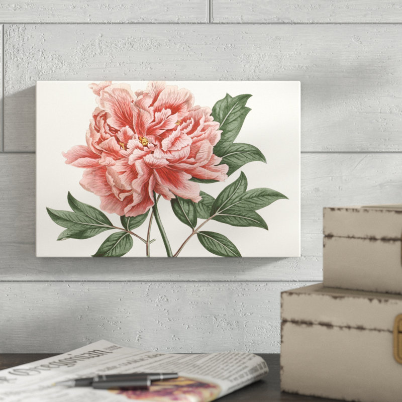 «Peony Blush I», peinture sur toile, H 8 po x l 12 po